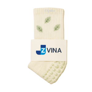 Professional Factory Custom Logo Design Women Non <b>Slip</b> Yoga Socks Breathable Cotton Pilates Socks Jacquard Leaves Patterns - Product Image 1