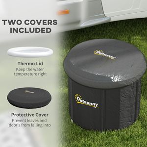 <b>Portable</b> Black Cold Plunge Tub with Thermo Lid for Athlete Recovery Ice <b>Bath</b> Accessories - Product Image 3
