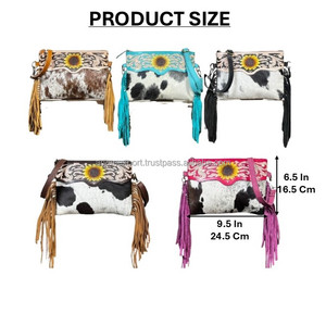 Best-Selling High Quality Sunflower Design Tooled Leather Boho Fringe Bags Low Price Cowhide Leather Crossbody Handbag For Women - Product Image 2