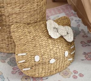 ตะกร้าผักตบชวาพร้อมฝาปิดลายแมว งานแฮนด์เมด ตะกร้าเก็บของ ขายส่ง เป็นมิตรกับสิ่งแวดล้อม ผลิตในเวียดนาม - Product Image 5