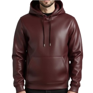 <b>Red</b> Color Genuine Leather <b>Hoodie</b> Zipper Closure Hooded Closure Leather <b>Hoodies</b> Plain Dyed Vintage Winter Style Outdoor <b>Hoodies</b> - Product Image 5