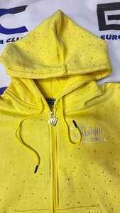 <b>Top</b> Trending Embroidery Logo Men Rhinestone Hoodie High Street Cotton Fleece Zip Up Men <b>Distressed</b> Embroidery Hoodie - Product Image 2