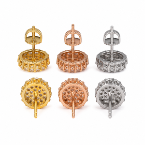 Hip Hop Jewelry 925 <b>Sterling</b> <b>Silver</b> Gold Plated Brilliant Cut Moissanite GRA Certified Earrings <b>Stud</b> Vintage Unisex - Product Image 4
