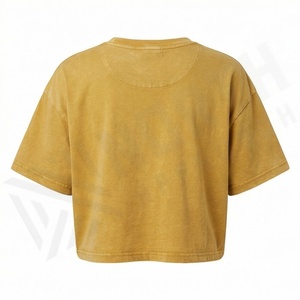 Camisetas Cortas Vintage con Lavado Ácido para Mujer, Novedad, a la Moda, para Deportes, Yoga, Entrenamiento, Camisetas Oversize con Diseño de Agujeros Bordados para Gimnasio - Product Image 2