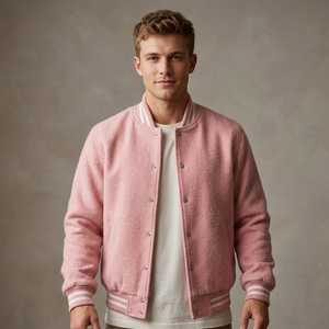 Classic Letterman Coated Stand Collar Front Eco-Friendly Windproof <b>Fleece</b> Jacket Casual Outerwear for Men Women Street Fashion - Product Image 5