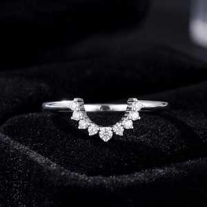 925 Sterling Silver Pear 10x8mm <b>Blank</b> Bezel Zircon Engagement <b>Ring</b> Stackable Curved Wedding Band Breastmilk Keepsake DIY <b>Ring</b> - Product Image 5