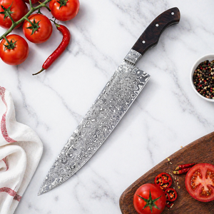 Handmade Chef <b>Knife</b> Damascus Steel Wood Handle 8-Inch Blade Ambidextrous Design Modern Style Extra <b>Sharp</b> 3.0mm Thickness - Product Image 1