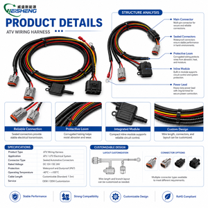Faisceau de câblage personnalisé pour barre lumineuse tout-terrain, conducteurs en cuivre pur, étanchéité IP67 PVC/PBT, relais pour automobile et moto - Product Image 3