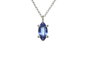 S925 Sterling Silver Classic 18K <b>Solid</b> <b>Gold</b> Fine <b>Pendant</b> Necklace Marquise Cut Sapphire Gemstone Chain Engagement Fine Necklaces - Product Image 3