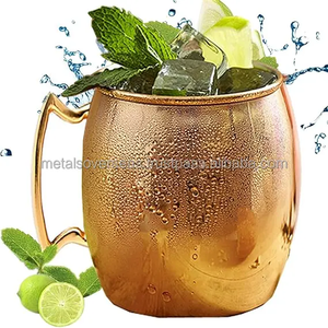 Mug Moscow Mule en cuivre, fait main, martelé, pour cocktails, bière, eau et accessoires de service de bar - Product Image 6