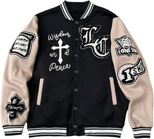 Urban College Style Varsity <b>Jacket</b> – Unisex Bomber Outerwear with Soft Fabric, Ribbed Collar and Sleeves, Comfortable Winter - Product Image 1