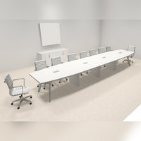 Bureau de direction moderne industriel avec grille métallique CNC, surface HPL en contreplaqué E1, largeur 4800 mm, pieds en métal