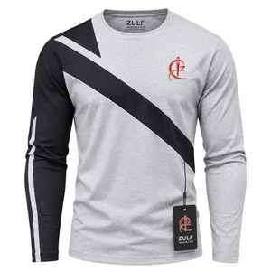 Camisetas de Manga Larga para Hombre, de Alta Calidad, Básicas, Térmicas, 100% Algodón, Sólidas, Casuales, Holgadas, Transpirables - Product Image 1