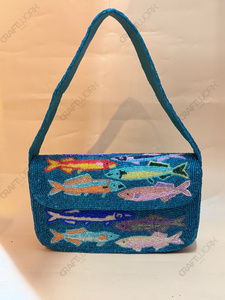 Bolso de Hombro con Cuentas Hecho a Mano, Inspirado en la Vida Marina, Bolso de Mano con Motivo de Peces Coloridos, Bolso de Noche, Proveedor Mayorista - Product Image 6