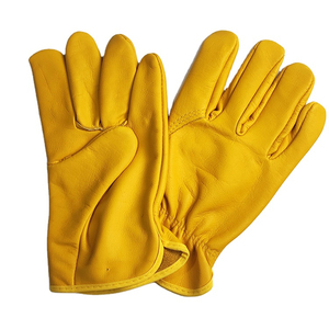 Spiritchill Goods Yellow Leather Safety <b>Gloves</b> Full Smooth Texture Abrasion Resistant Anti Slip Straight Cuff General Purpose - Product Image 2