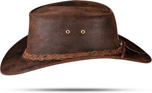 Genuine Leather <b>Western</b> Cowboy <b>Hats</b> for Men and Women New Fashion Equestrian Wear Leather - Product Image 4
