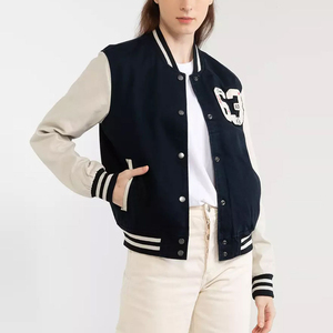 Men's High Quality Canvas Varsity <b>Jacket</b> Customizable Baseball Bomber Winter Coat Letterman Sleeves Wholesale Blank <b>Genuine</b> - Product Image 1