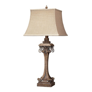 Lampe de table traditionnelle en bronze avec abat-jour en tissu beige, grande lampe décorative pour le salon et la décoration de bureau - Product Image 3