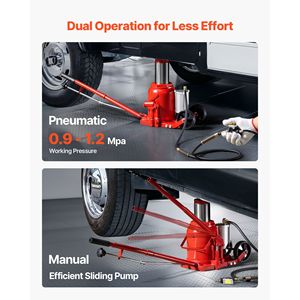 Martinetto Idraulico Pneumatico per Carichi Pesanti, Capacità 50 Tonnellate (110231,5 Libbre), Intervallo di Sollevamento 10,4-16,1 Pollici, Sollevatori per Auto Saldati Pneumatici/Manuali - Product Image 3