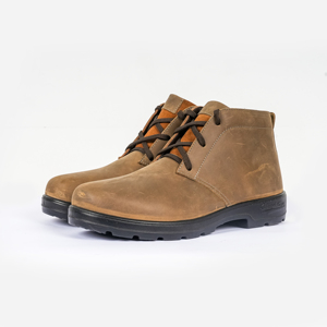 Bottines à lacets en cuir Crazy Horse marron pour homme avec doublure en mesh et cuir et semelle extérieure en PU durable - Product Image 1