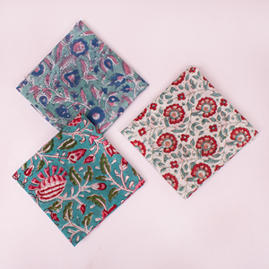Organic Cotton Bandana 100% Breathable Square Scarf Floral Pattern Unisex Colorful <b>Wraps</b> Artisan Kerchief - Product Image 1