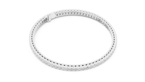 Bracelet tennis abordable en or blanc massif 18 carats plaqué rhodium, serti de pierres de laboratoire taille princesse, avec fermoir dissimulé, idéal pour offrir, pour les fêtes ou au quotidien - Product Image 2