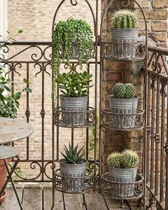 Rustic Galvanized Metal Eco-Friendly Lightweight Flower Pots Set 3 Circular Outdoor Indoor Planters Garden Decor Durable Weather - Product Image 5