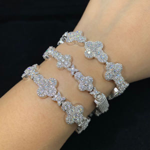 Clover Star Moissanite Bracelet 925 Silver Iced Out Designer Bracelet for <b>Men</b> and Woman - Product Image 3