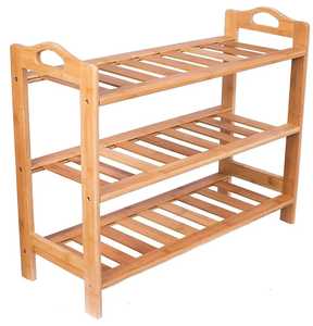 Three Tier Adjustable Wooden Shelf <b>Unit</b> Light Wood <b>Storage</b> Organizer Multi Purpose Rack for Home Office <b>Kitchen</b> - Product Image 1