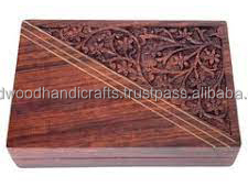 Decorative Carved Wooden Boxes Home Office <b>Locking</b> Wood Storage Hinged Lid Keepsake Carved Wooden <b>Box</b> - Product Image 3
