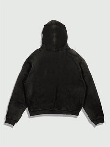 เสื้อฮู้ดดี้โอเวอร์ไซส์คุณภาพสูงขายส่ง ผ้าฝ้ายออร์แกนิคเนื้อหนา สตรีทแวร์แบบเปล่า ทรงหลวมไหล่ตก รับสกรีนโลโก้ - Product Image 3