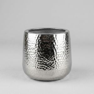 Vase en métal fait main, finition argentée, vase à fleurs, décoration d'intérieur, centre de table, objet décoratif élégant - Product Image 1