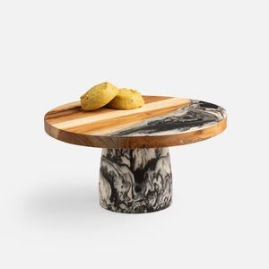 ฐานวางเค้กไม้เรซิ่นทรงกลม ทำมือ สำหรับเสิร์ฟขนมหวาน ตกแต่งโต๊ะ - Product Image 1