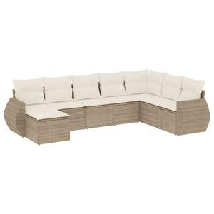 Conjunto de Sofás Modulares Grandes de Ratán Sintético PE Beige para Jardín, Muebles de Jardín Modulares Cómodos - Product Image 2