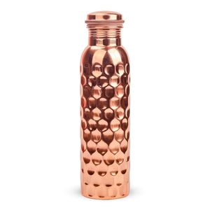 Dimpled Copper Water <b>Bottle</b> Handmade Ayurvedic Copper <b>Flask</b> Eco-Friendly Metal Drinkware Wholesale Travel Gym Sports <b>Bottle</b> - Product Image 1