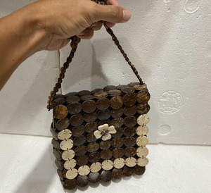 Coconut <b>purse</b> Vietnam Coconut Waterproof Round Handicraft Handmade new customize natural Modern - Product Image 6