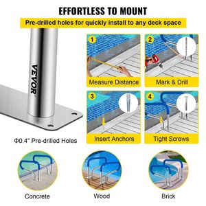 32 X 22.5 Stainless Steel <b>Pool</b> Handrail 304 Swimming <b>Pool</b> Stair Rail with 375lbs Load Capacity <b>Pool</b> Tools & <b>Accessories</b> - Product Image 5
