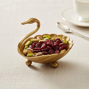 Cuenco Decorativo Hecho a Mano en Forma <span class=keywords><strong>de</strong></span> <span class=keywords><strong>Cisne</strong></span> <span class=keywords><strong>de</strong></span> Latón con <span class=keywords><strong>Cuello</strong></span> Esculpido y Patas Esféricas - Product Image 4