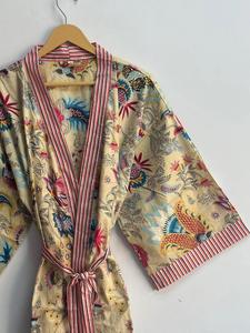Kimono Largo de Algodón Estampado, Ropa Unisex, Regalo para Él, Regalo para Damas de Honor, Cárdigan, Kimono Boho para Mujer, Kimono de Algodón Puro - Product Image 2