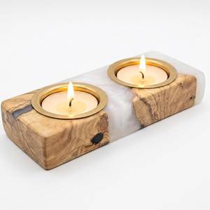 Portavelas de Resina y Madera Hecho a Mano para Velas de Té, Decoración de Hogar de Lujo, Soporte de Velas de Resina y Madera, Lámpara de Té Creativa de Madera y Epoxi - Product Image 3