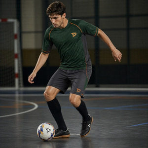 Kit d'équipement de football en salle OEM Premium, ensemble maillot et short de futsal personnalisé vert foncé graphite, fournisseur - Product Image 4
