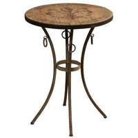 Table basse en bois naturel fini avec plateau en métal, de forme ronde, pour salon, meuble décoratif pour la maison, table basse artisanale