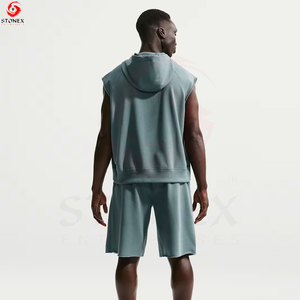 STONEX ENTERPRISES Camiseta sin mangas con capucha para hombre, ligera, de algodón, para gimnasio, entrenamiento, correr, fitness - Product Image 2