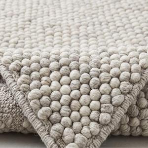 Alfombra de Lana Gruesa Tejida a Mano con Diseño de Guijarros - Gris Claro Sólido Beige, Antideslizante con Base de Lona de Algodón, Alfombra Moderna Minimalista para - Product Image 6