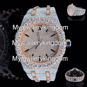Reloj de Hombre y Mujer con Esfera Redonda con Números, Completamente Cubierto de Moissanita y Acero Inoxidable, Resistente al Agua hasta 10 Bares, Sin Cierre - Product Image 5