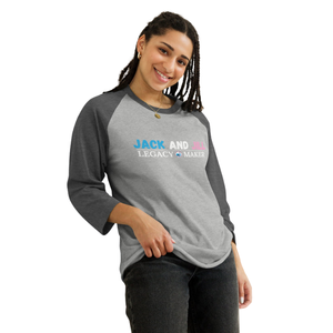 T-shirt de baseball unisexe Legacy Maker à manches 3/4 raglan gris chiné/gris anthracite, avec manches contrastantes, en coton décontracté - Product Image 2