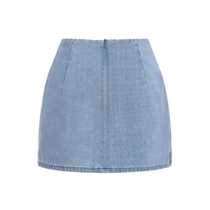 High-Waist Light Wash Denim Skirts for Women Custom Logo Cotton <b>Jean</b> Mini Skirts for Women Wholesale Casual Slim Fit Skirt - Product Image 2