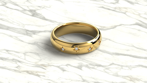 Luxury 18K Gold Round Cut Diamond <b>Ring</b> <b>Dome</b> Band Celestial Gypsy Band <b>Ring</b> Anniversary Eternity <b>Ring</b> Statement <b>Ring</b> Unisex - Product Image 3