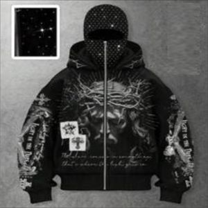 Sweat à capuche zippé personnalisé pour homme, en coton épais, coupe oversize, style streetwear hip-hop automne, écologique, pour broderie privée - Product Image 2