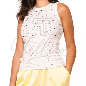 Tops de tirantes para mujer al por mayor, personalizados para gimnasio, con pedrería, estilo veraniego - Product Image 2